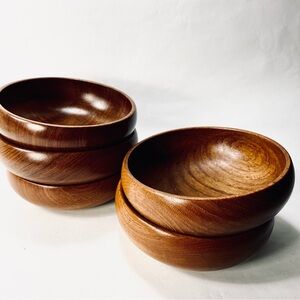 5 Vintage MCM Mid Century Modern Teak ESA Denmark Teak Wood Salad Side Bowls